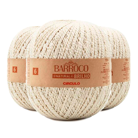 BARBANTE BARROCO NATURAL BRILHO Nº 6 - 700G